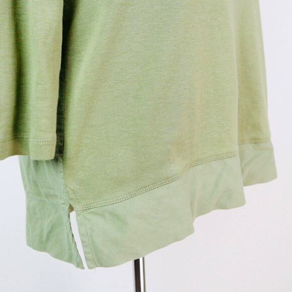 J Jill Size M Pima Cotton Boat Neck T-Shirt Two Texture Olive Green - Picture 7 of 9